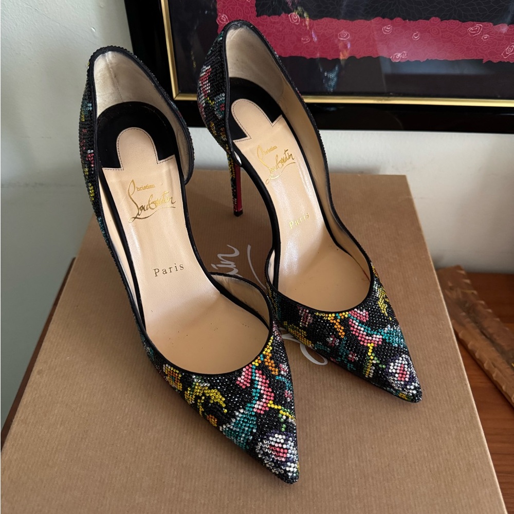Christian Louboutin Black and Multicolor Heels